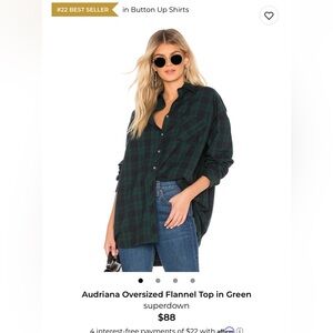Superdown navy and green oversized flannel
